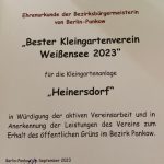 Ehrenurkunde der Bezirksbürgermeisterin von Berlin-Pankow 2023